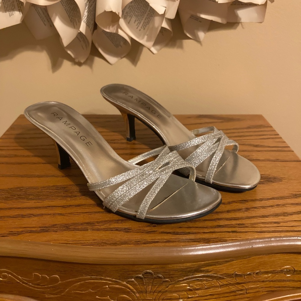 Y2K silver rampage kitten heels